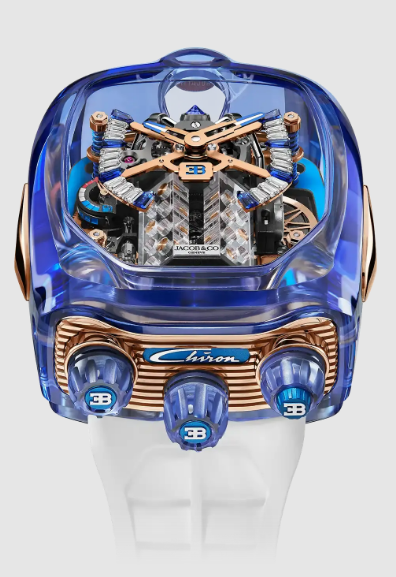 (image for) Jacob & Co bugatti chiron tourbillon sapphire crystal BLUE SAPPHIRE CRYSTAL WITH ROSE GOLD BACKPLATE Replica Watch BU210.80.AM.UB.B
